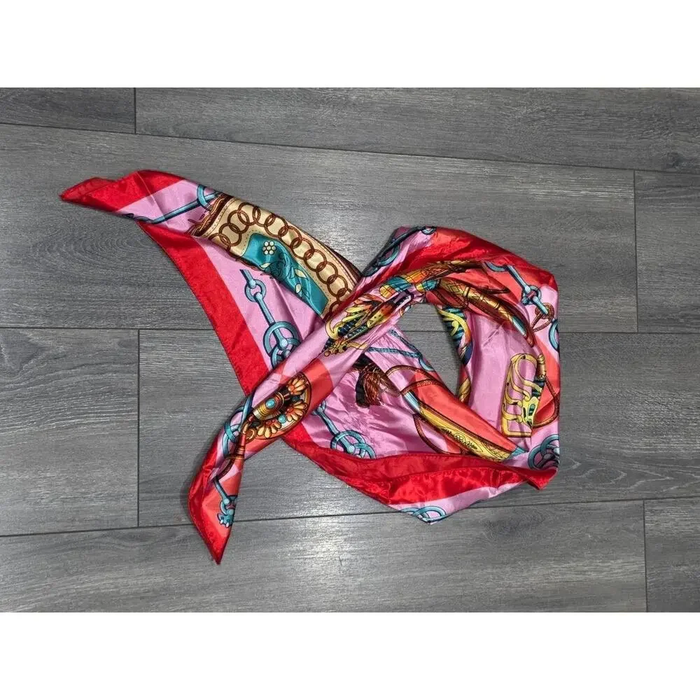 Scarf Carre 100% silk Scarf France Orange Gold A008742